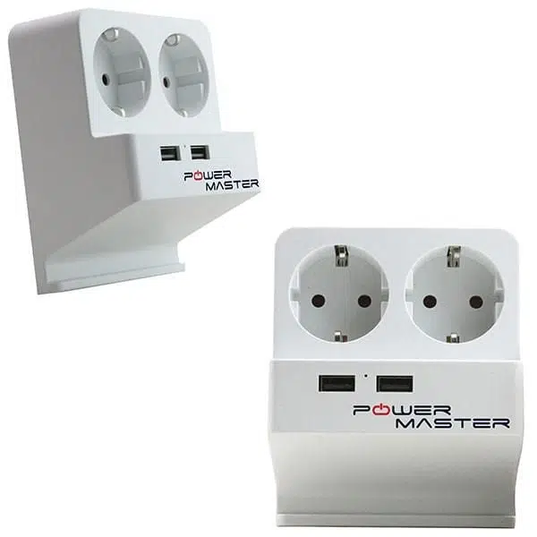Powermaster PM-16892 16A - 3500W 2'li Akım Korumalı Kablolu Usb'li Priz
