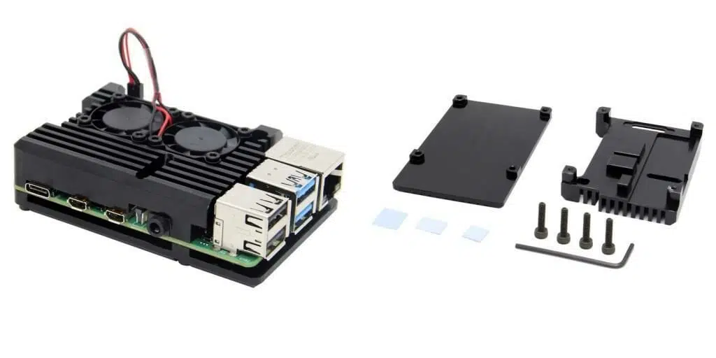 Raspberry Pi 4 Soğutucu Kasa-Alüminyum Alaşım-Çift Fanlı